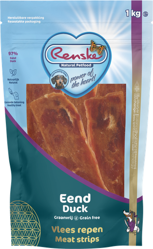 [REN24329] Renske GB Vleesrepen Hond Eend 8 x 1 kg.