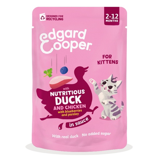 [EC80635] Edgard & Cooper Cat Kitten Pouch Duck Chicken 12 x 85 gr.