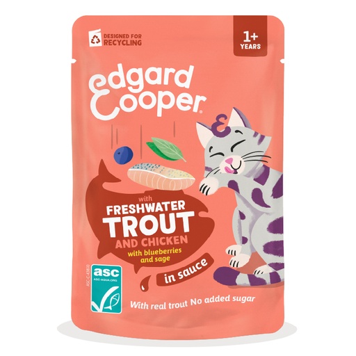 [EC80639] Edgard & Cooper Cat Adult Pouch Trout Chicken 12 x 85 gr.