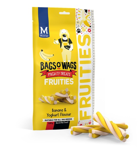 [MT62165] Montego Bags O' Wags Fruities Banana & Yogurt 10 x 120 gr.