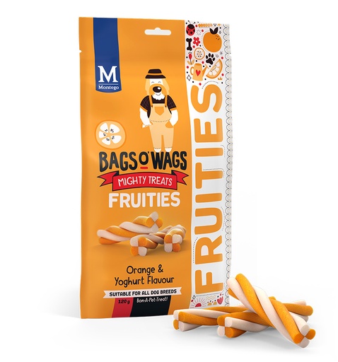 [MT62166] Montego Bags O' Wags Fruities Orange & Yogurt 10 x 120 gr.